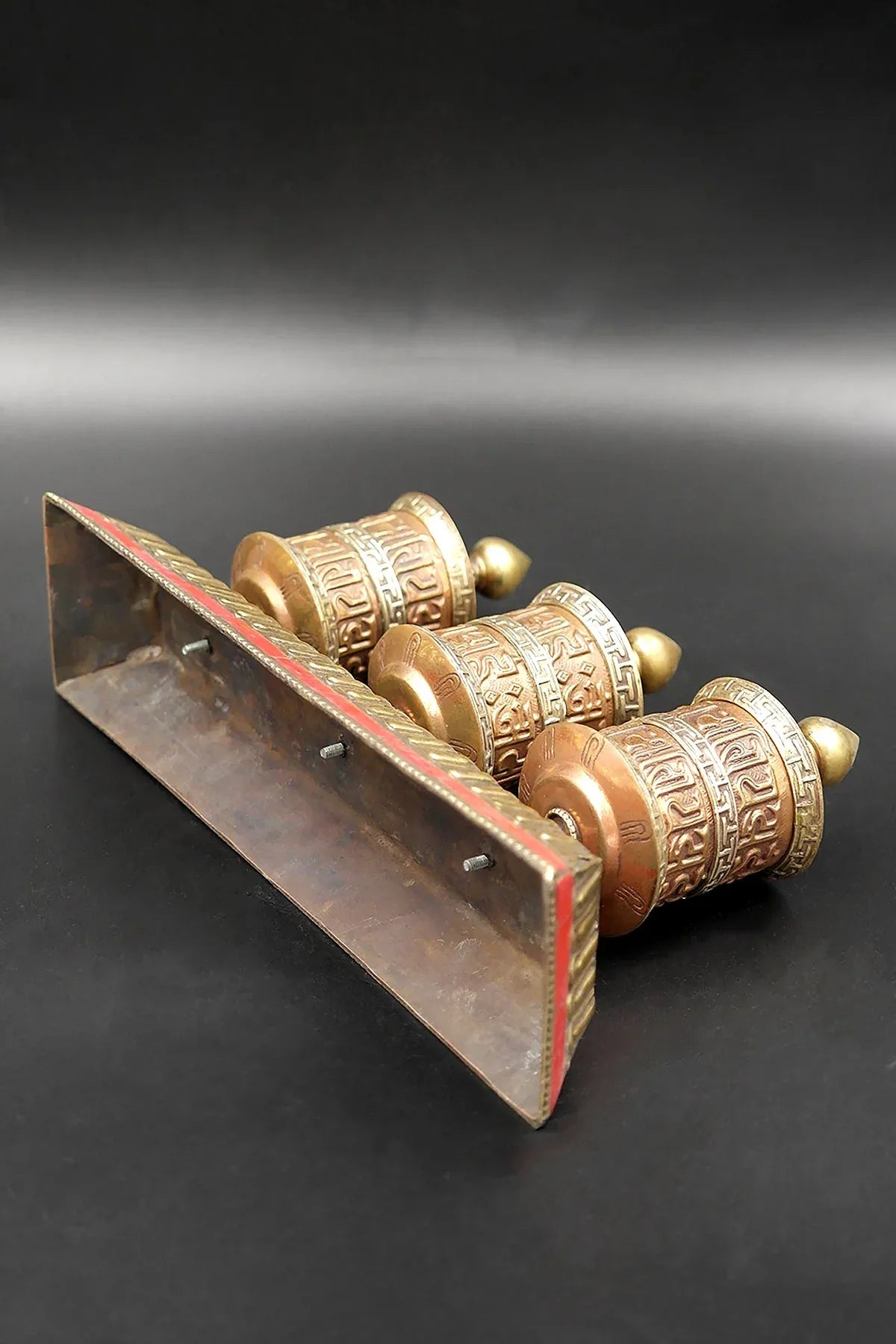 Two lines Mantra engraved Three in One Prayer Wheel with stand - Vajracrafts