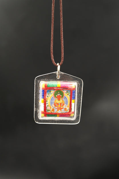 Aparimita Tibetan Mantra Amulet with Hard Plastic Cover, Amitayus Buti