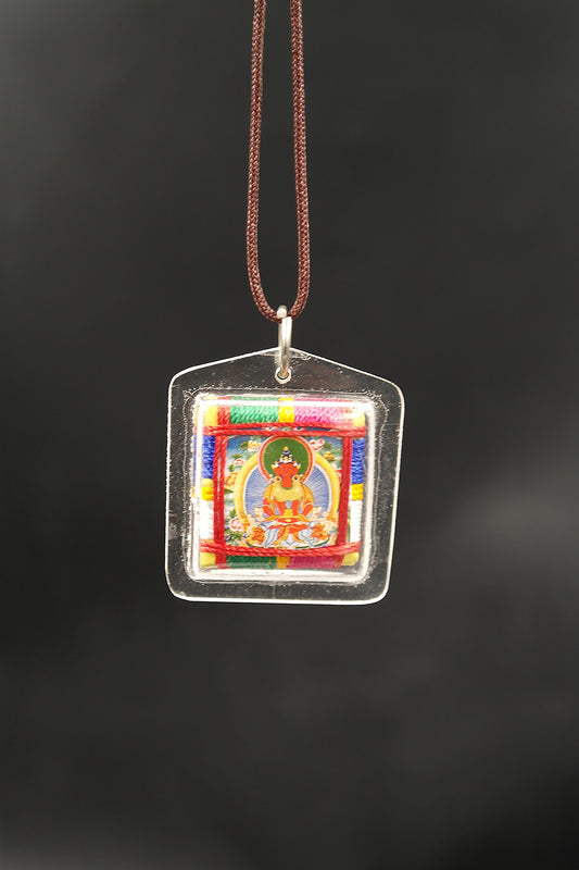 Aparimita Tibetan Mantra Amulet with Hard Plastic Cover, Amitayus Buti