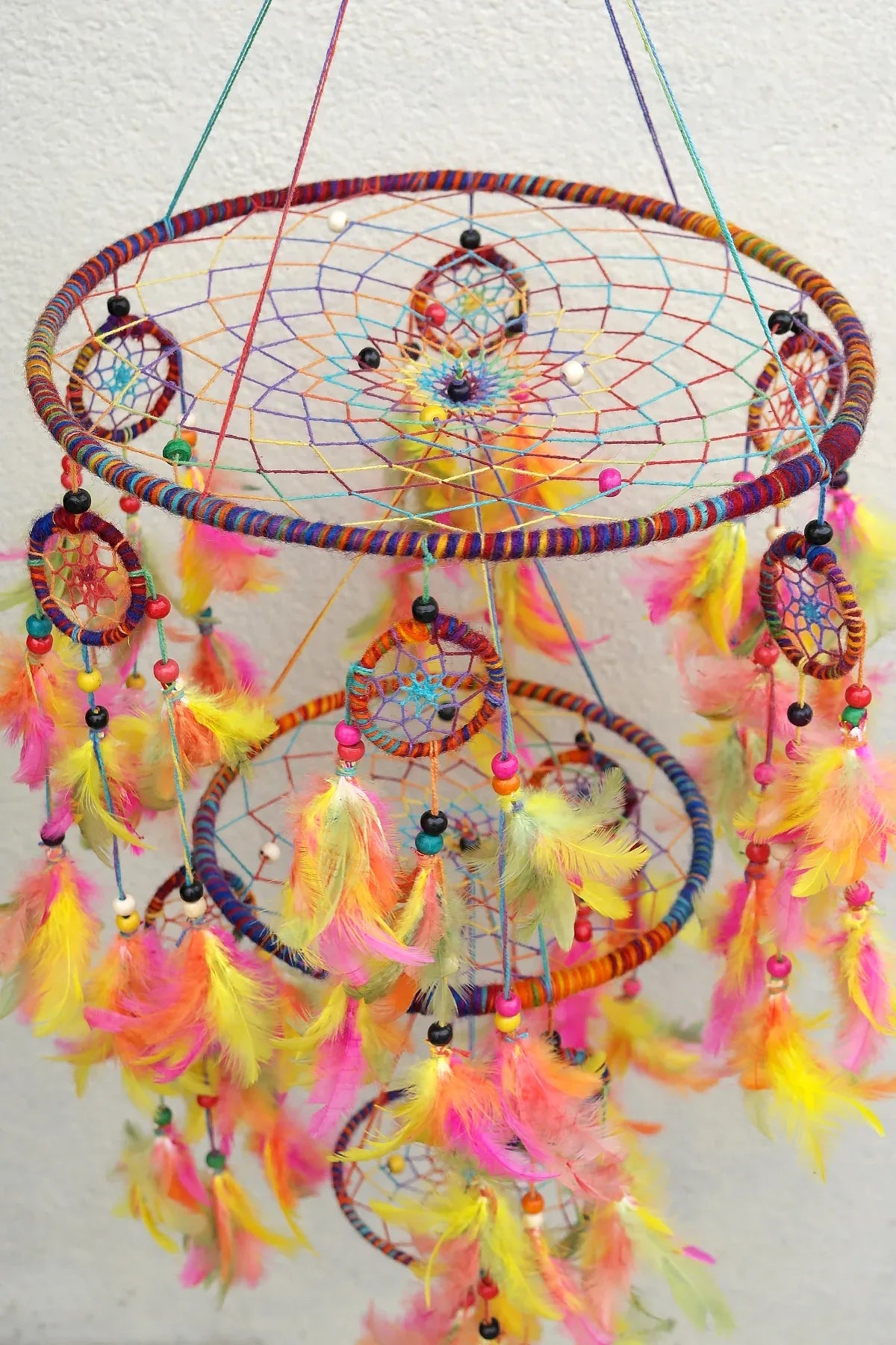 Mixed Colorful Large Handmade Dream Catcher Feather Hanging - Vajracrafts