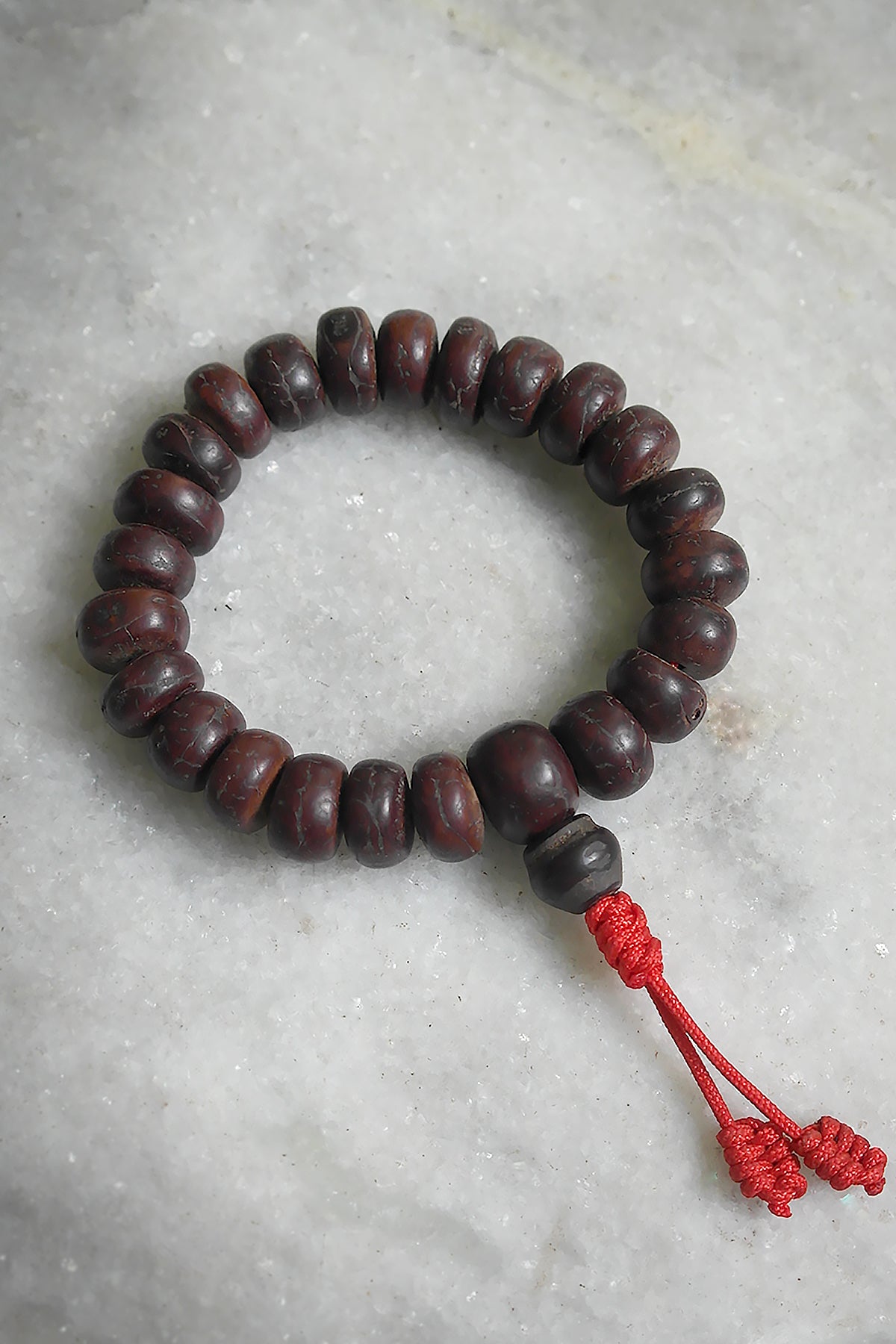 Flat Beads Dark Bodhi Seed Prayer Mala, 12mm