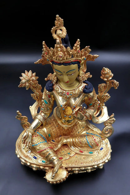 Jeweled Green Tara Statue, 13" - Vajracrafts