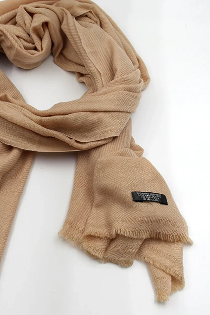 Tan Beige Color Pashmina Shawl - Vajracrafts