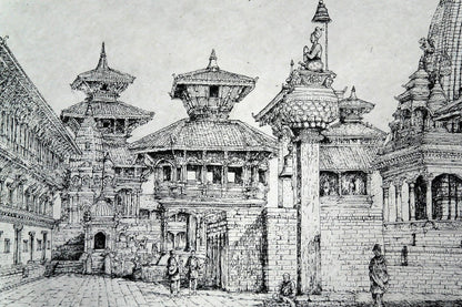 Poster of Bhaktapur Durbar Square in Lokta Paper - Vajracrafts