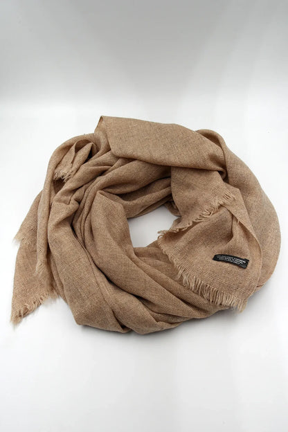 Light Brown Cashmere pashmina scarf for Women handloomed Shawl - Vajracrafts