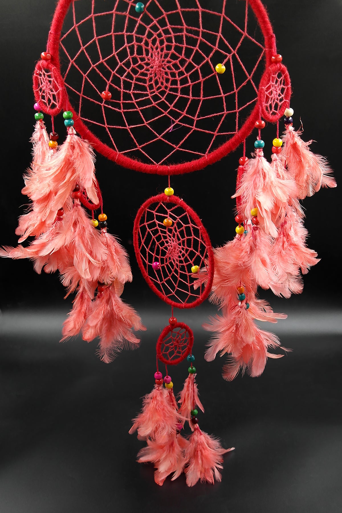 Red Handmade Dream Catcher Traditional Dreamcatcher Feather