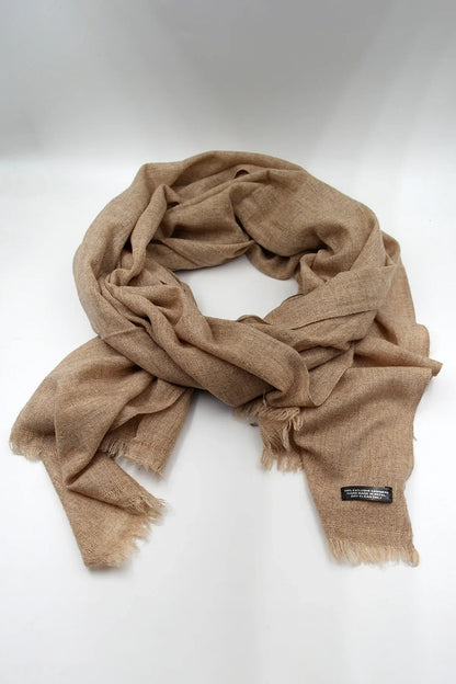 Light Brown Cashmere pashmina scarf for Women handloomed Shawl - Vajracrafts