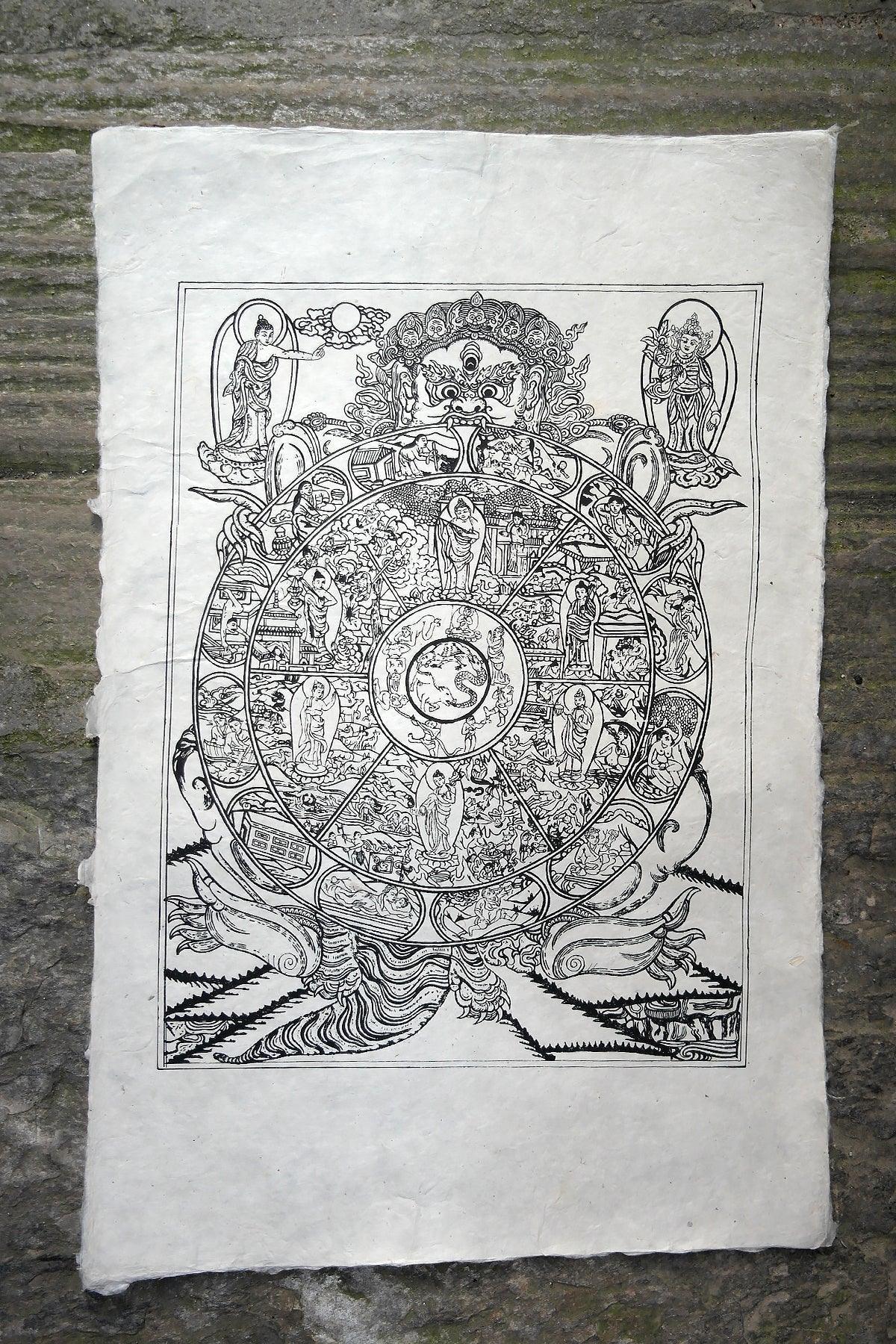Kalachakra printed Lokta Paper Poster - Vajracrafts