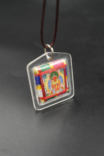 Aparimita Tibetan Mantra Amulet with Hard Plastic Cover, Amitayus Buti