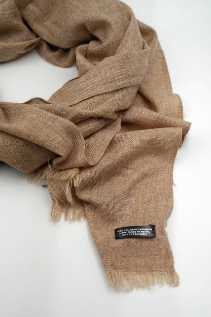 Light Brown Cashmere pashmina scarf for Women handloomed Shawl - Vajracrafts