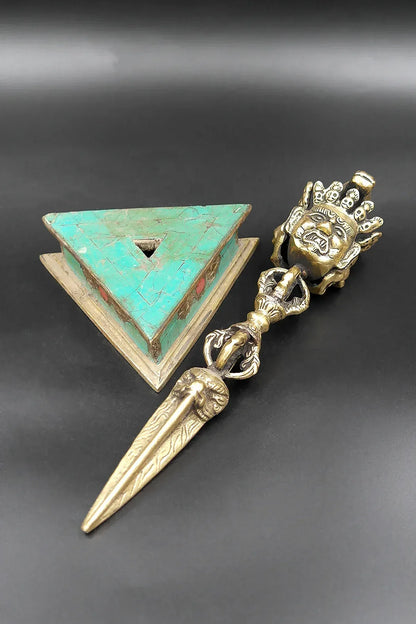 Tibetan Buddhist Handmade Phurba with Base, A ritual dagger - Vajracrafts