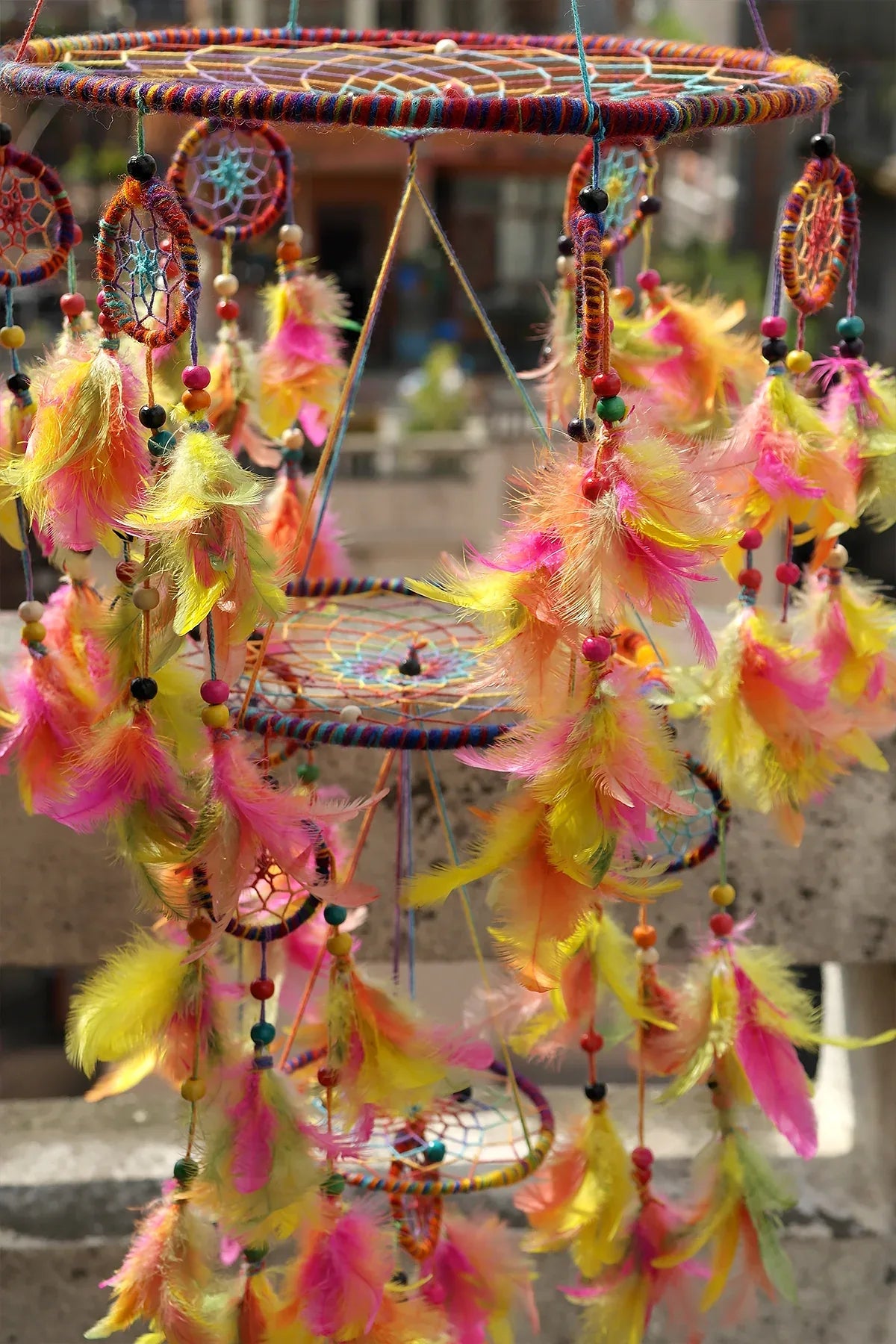 Mixed Colorful Large Handmade Dream Catcher Feather Hanging - Vajracrafts