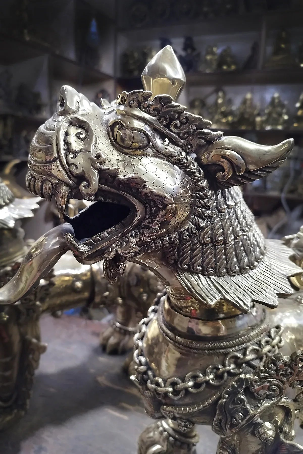 Brass Lion Statue Set, Big Lion Figurine - Vajracrafts