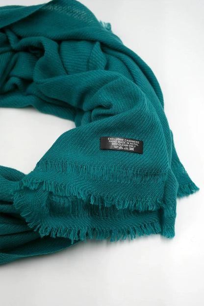 Teal Color Pure Pashmina Shawls for Women - Vajracrafts