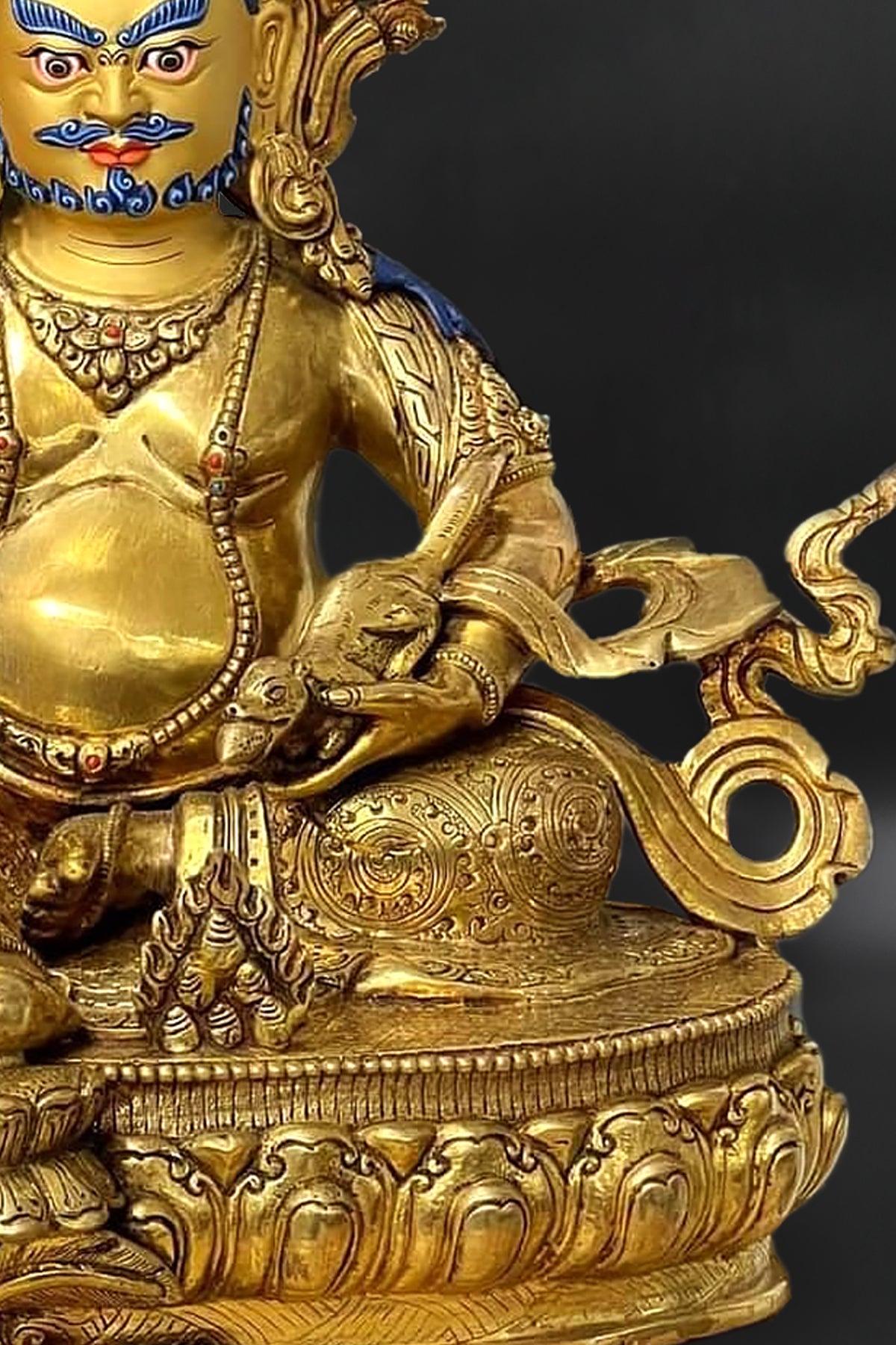 Zambala Statue from Patan, Gold plated Kubera statue, 18" | Vajracrafts