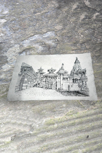 Poster of Bhaktapur Durbar Square in Lokta Paper - Vajracrafts