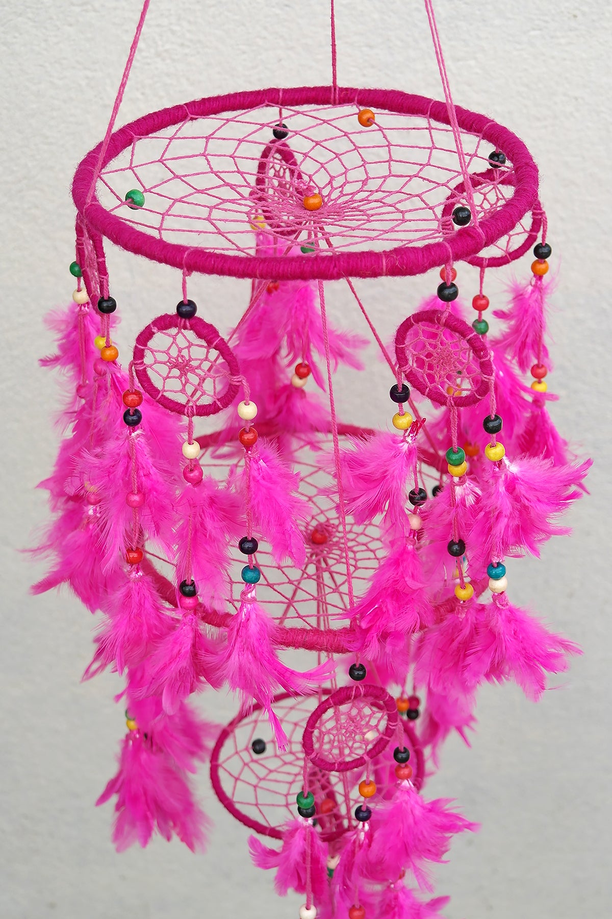 Pink Handmade Dream Catcher, Feather Hanging Dreamcatcher Home Decor | Vajracrafts