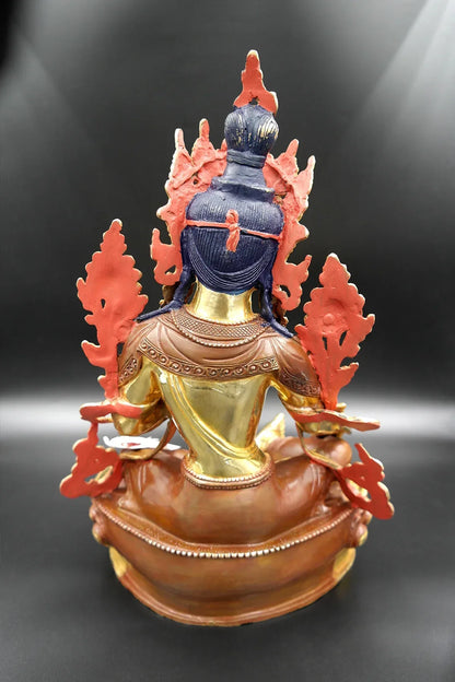 Green Tara statue with full Gold Plated from Nepal 13" - Vajracrafts