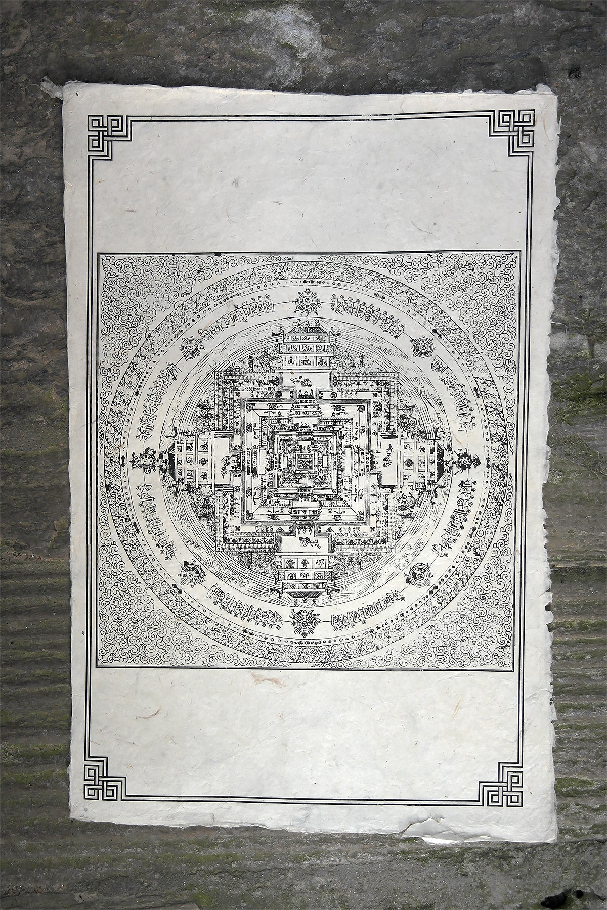 Mandala Poster in white handmade Lokta Paper | Vajracrafts