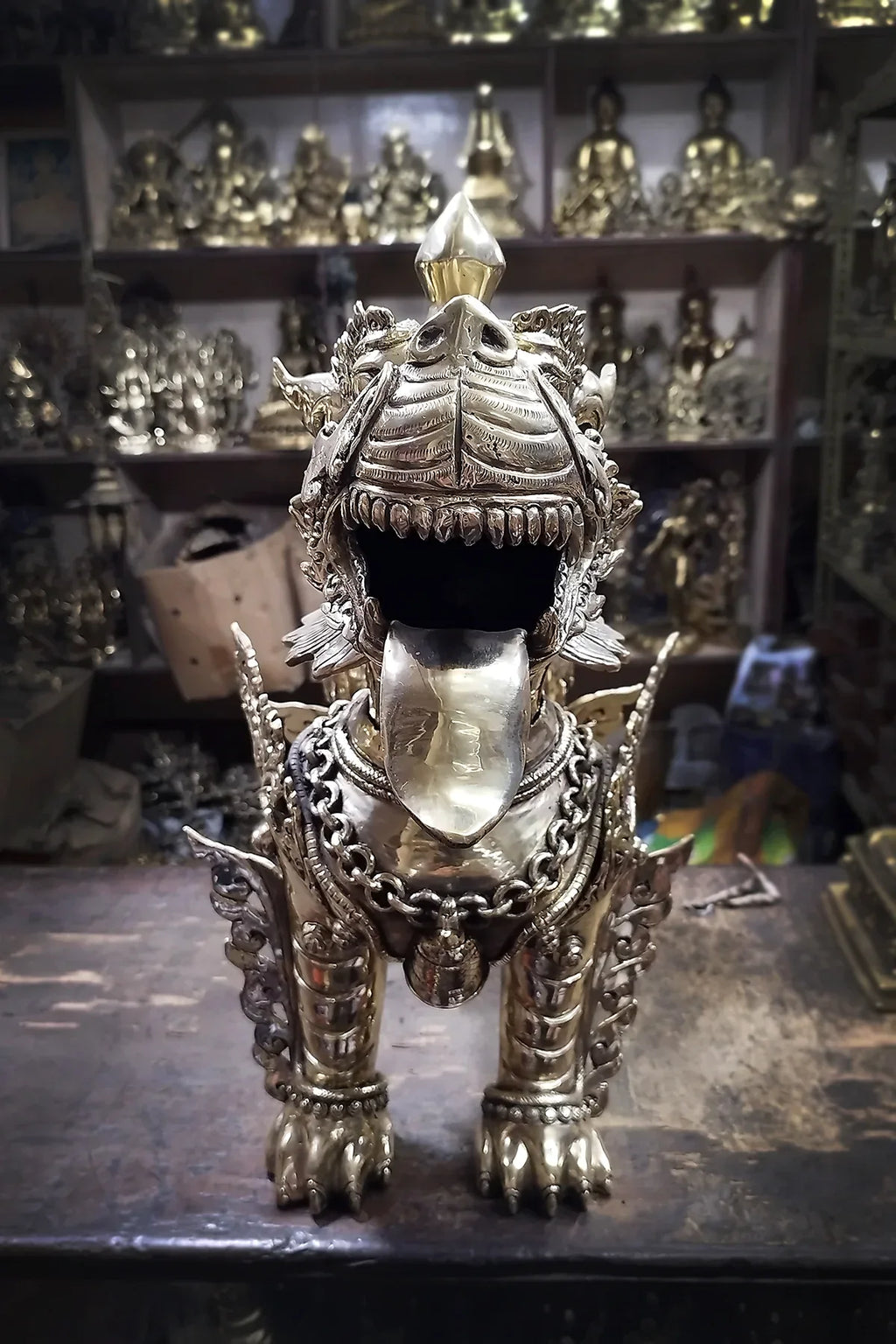 Brass Lion Statue Set, Big Lion Figurine - Vajracrafts