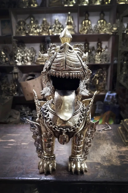 Brass Lion Statue Set, Big Lion Figurine - Vajracrafts