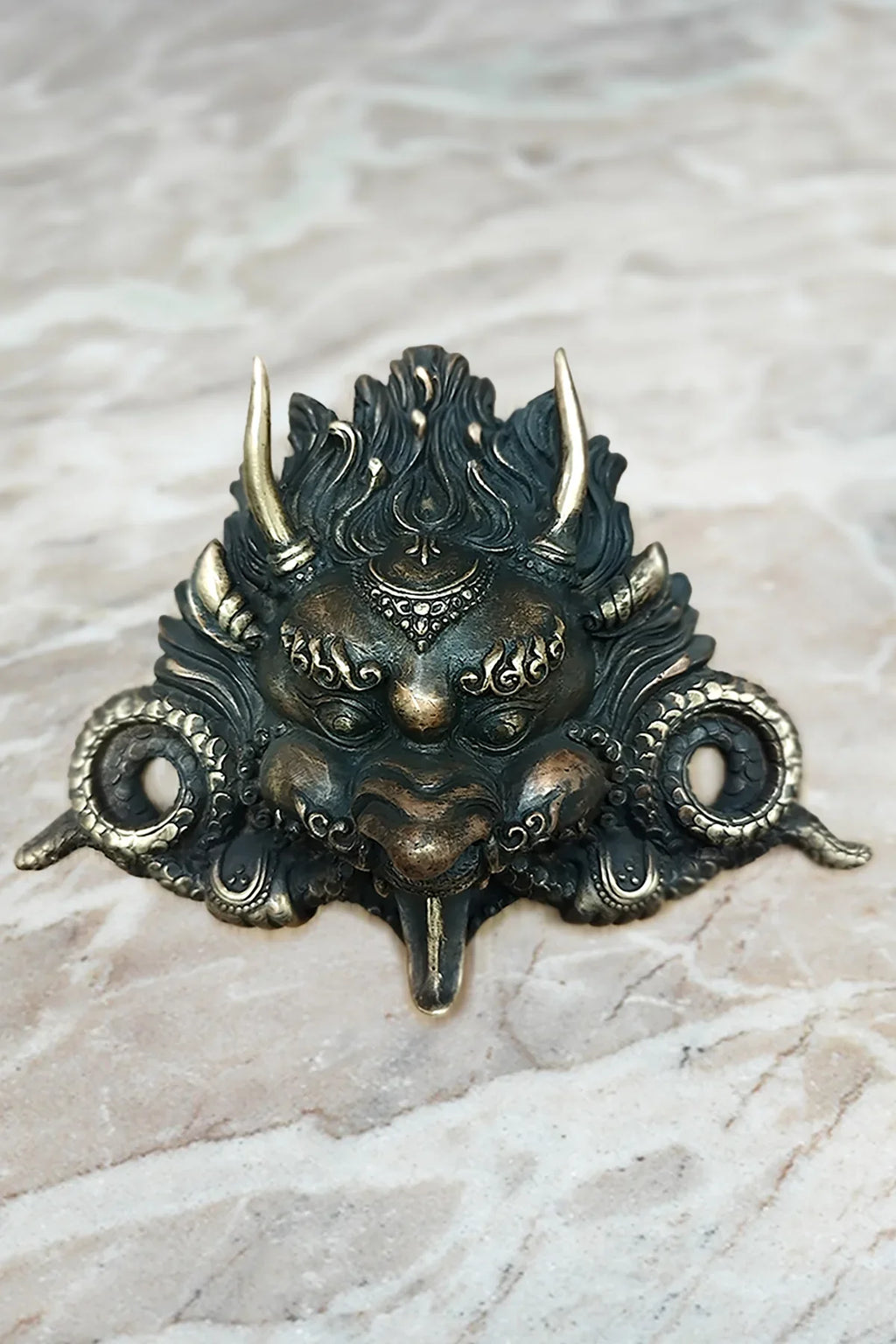 Tibetan handmade Cheppu Mask cum Wall Hanging small 8" - Vajracrafts