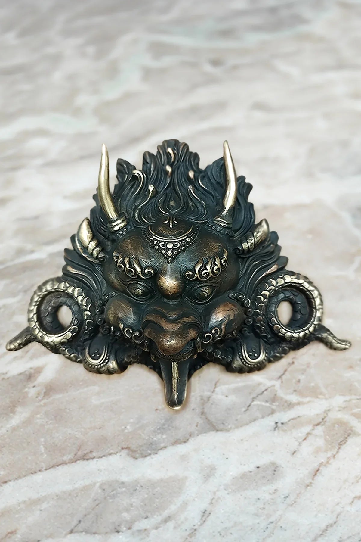 Tibetan handmade Cheppu Mask cum Wall Hanging small 8" - Vajracrafts