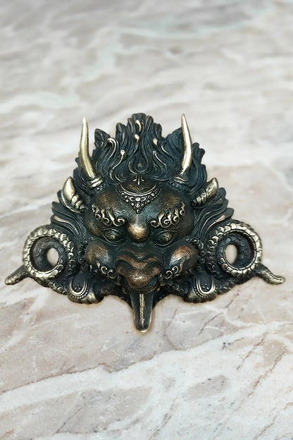 Tibetan handmade Cheppu Mask cum Wall Hanging small 8" - Vajracrafts