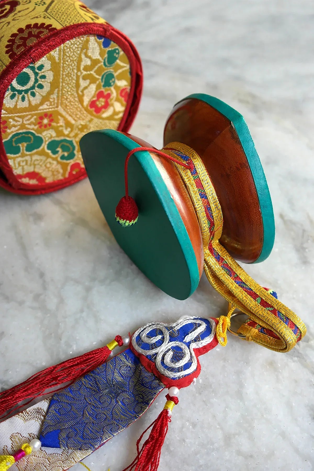 Exclusive Tibetan Buddhist Ritual Chod Drum Damaru from Boudhanath - Vajracrafts