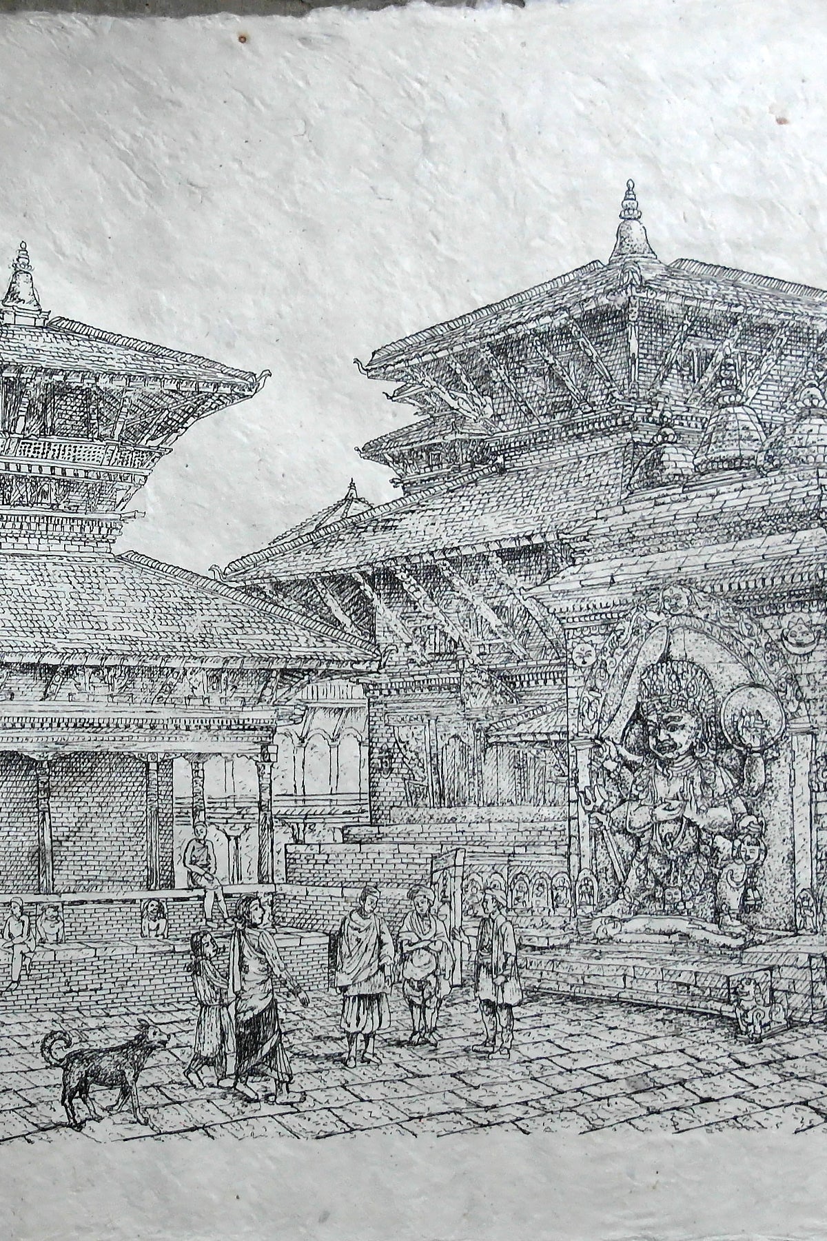 Handmade Lokta Paper Poster of Hanumandhoka Durbar, Kathmandu | Vajracrafts