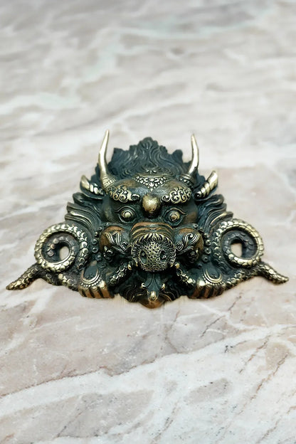 Barahi Wall Hanging Mask, handmade home Decor brass Barahi Mask 8" - Vajracrafts