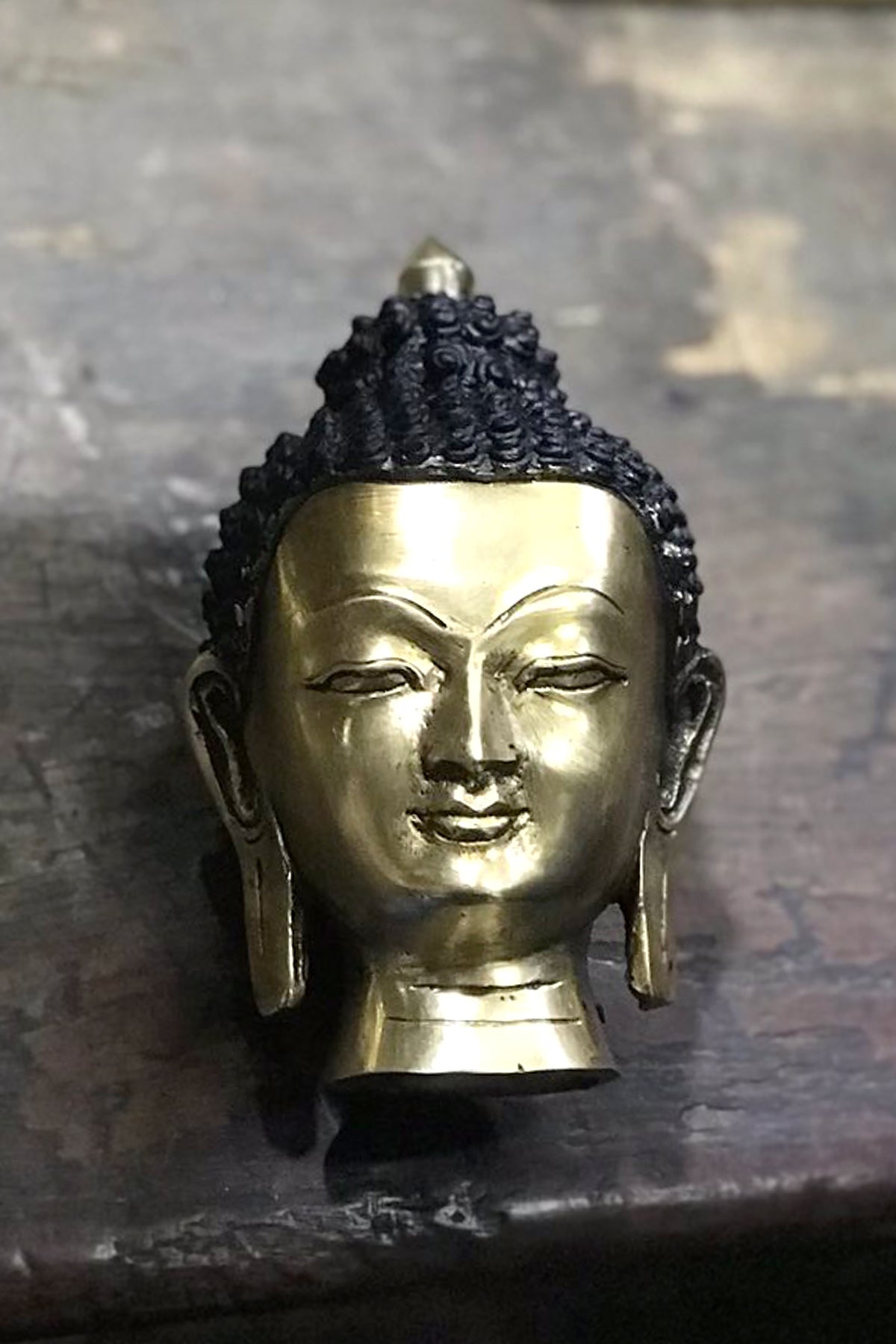 Handmade Brass Buddha Head Sculpture