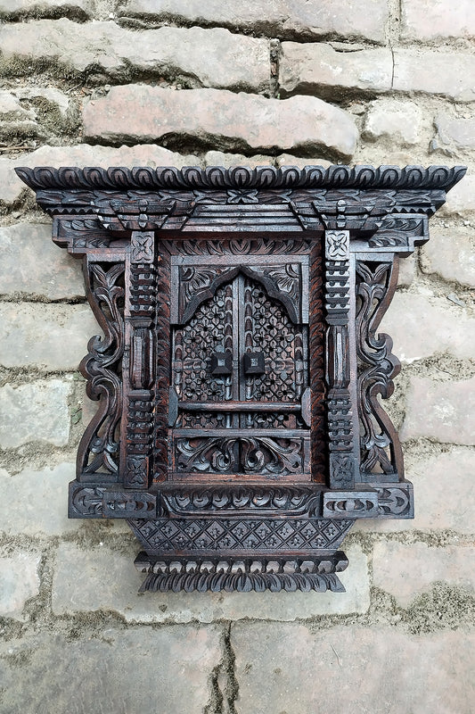 Traditional Newari Wooden Kumari Window
