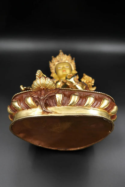 Green Tara statue with full Gold Plated from Nepal 13" - Vajracrafts