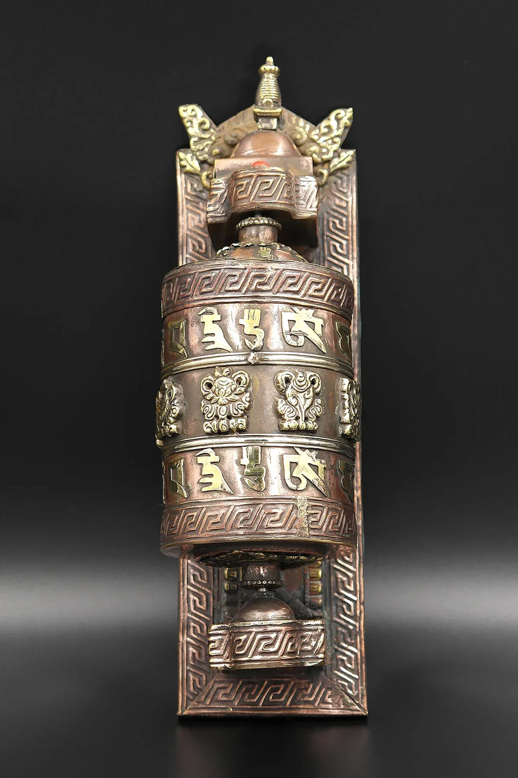 Buddhist Copper Prayer Wheel with wall mount - Vajracrafts