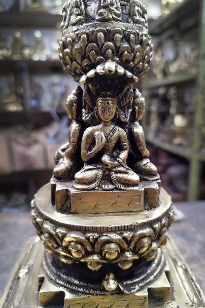 Pancha Buddha Stupa Statue, 12" - Vajracrafts