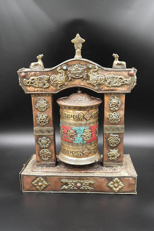 3 in 1 Potala Palace Design Prayer Wheel cum incense holder and burner - Vajracrafts