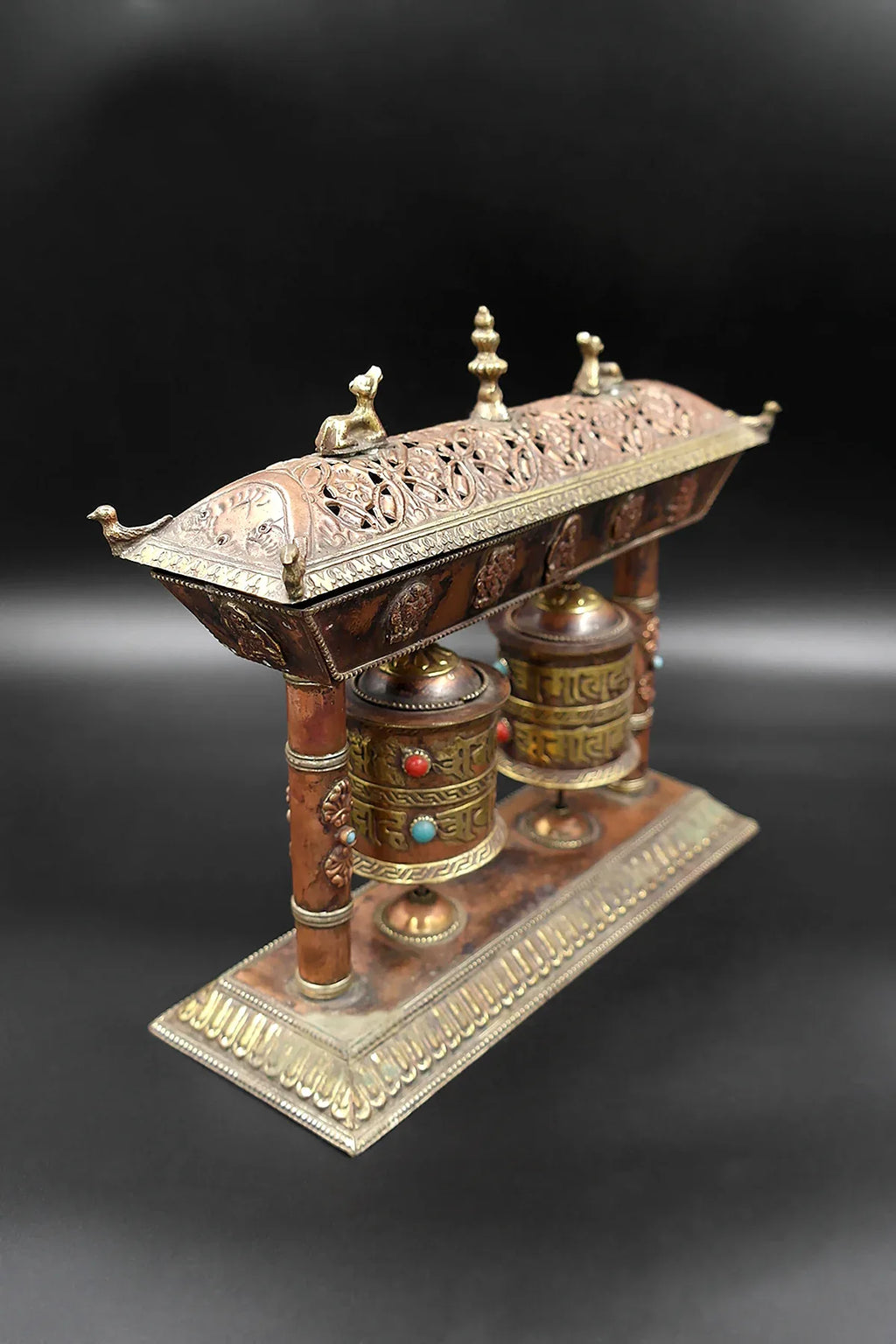 Tibetan Spinning Double Prayer wheel, Buddhist prayer wheel handmade in Nepal - Vajracrafts