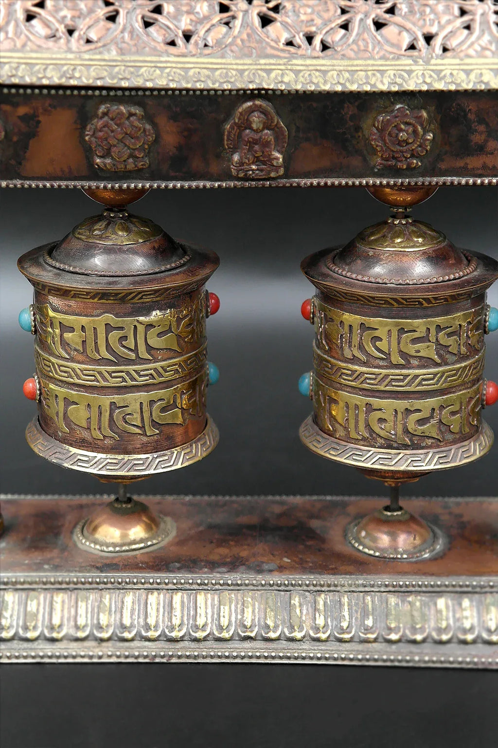 Tibetan Spinning Double Prayer wheel, Buddhist prayer wheel handmade in Nepal - Vajracrafts
