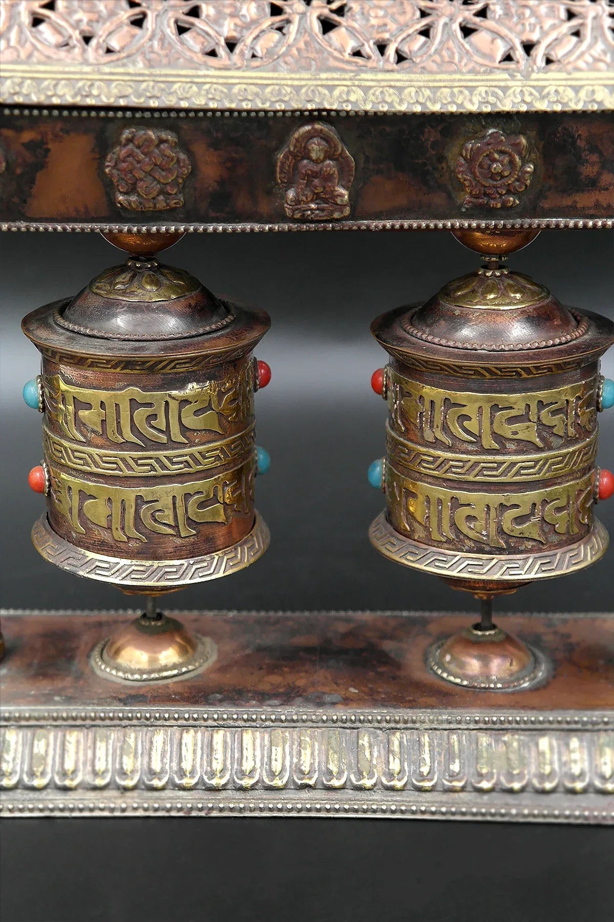 Tibetan Spinning Double Prayer wheel, Buddhist prayer wheel handmade in Nepal - Vajracrafts