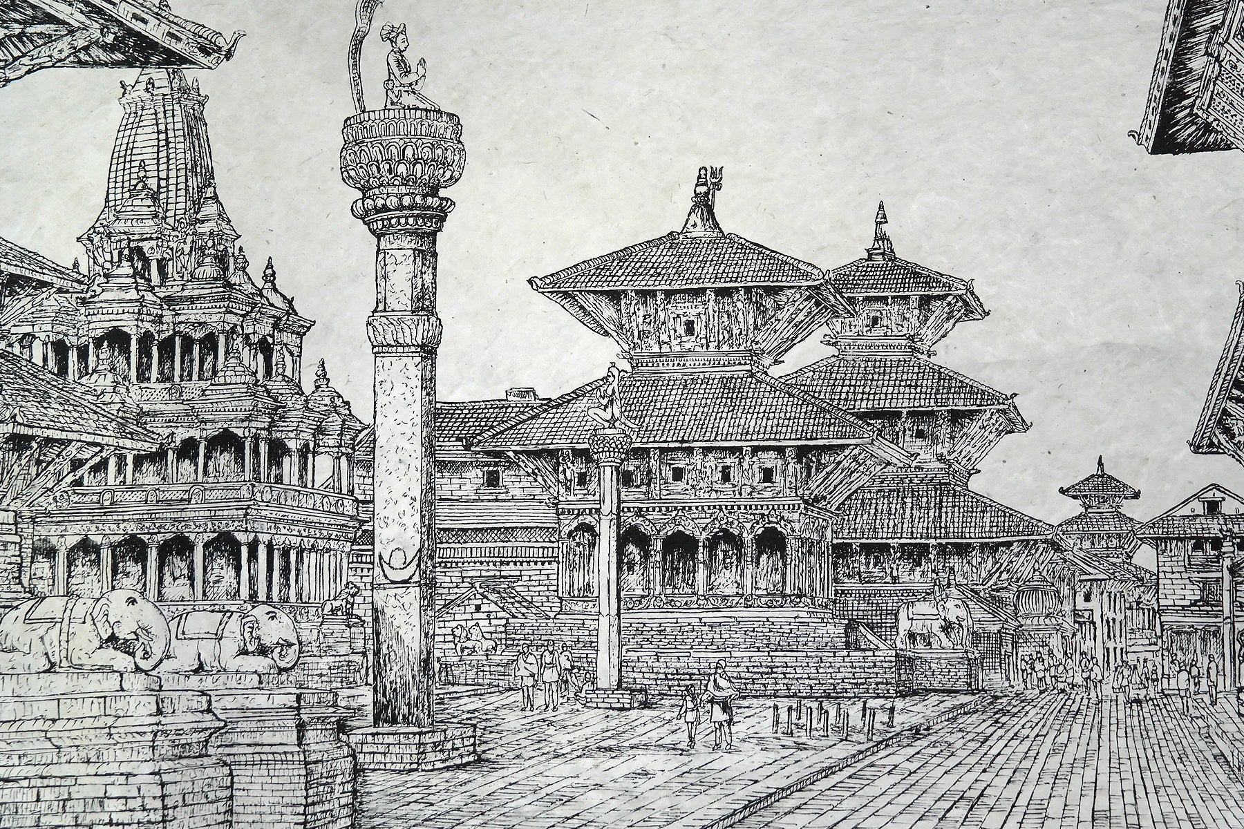 All Handmade Lokta Paper Poster of Patan Durbar Square | Vajracrafts