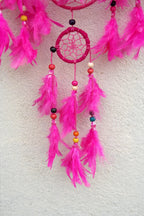 Pink Dream Catcher wall hanging home decoration unique handmade gift - Vajracrafts