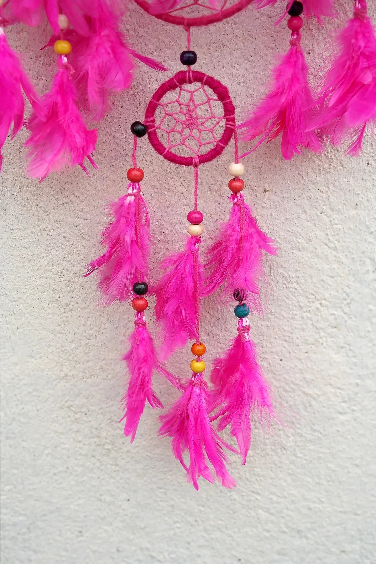 Pink Dream Catcher wall hanging home decoration unique handmade gift - Vajracrafts