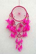 Pink Dream Catcher wall hanging home decoration unique handmade gift - Vajracrafts