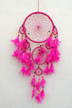Pink Dream Catcher wall hanging home decoration unique handmade gift - Vajracrafts