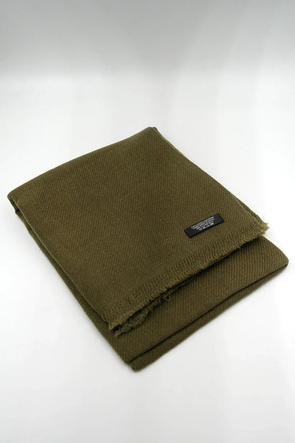 Olive Green color Pure Pashmina Shawl - Vajracrafts