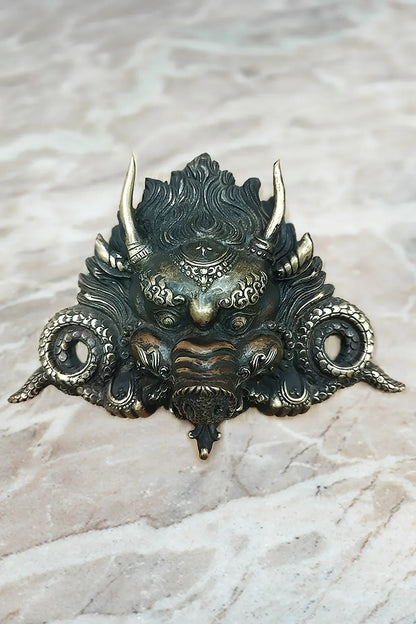 Barahi Wall Hanging Mask, handmade home Decor brass Barahi Mask 8" - Vajracrafts