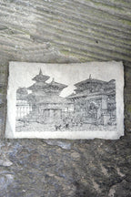 Handmade Lokta Paper Poster of Hanumandhoka Durbar, Kathmandu - Vajracrafts