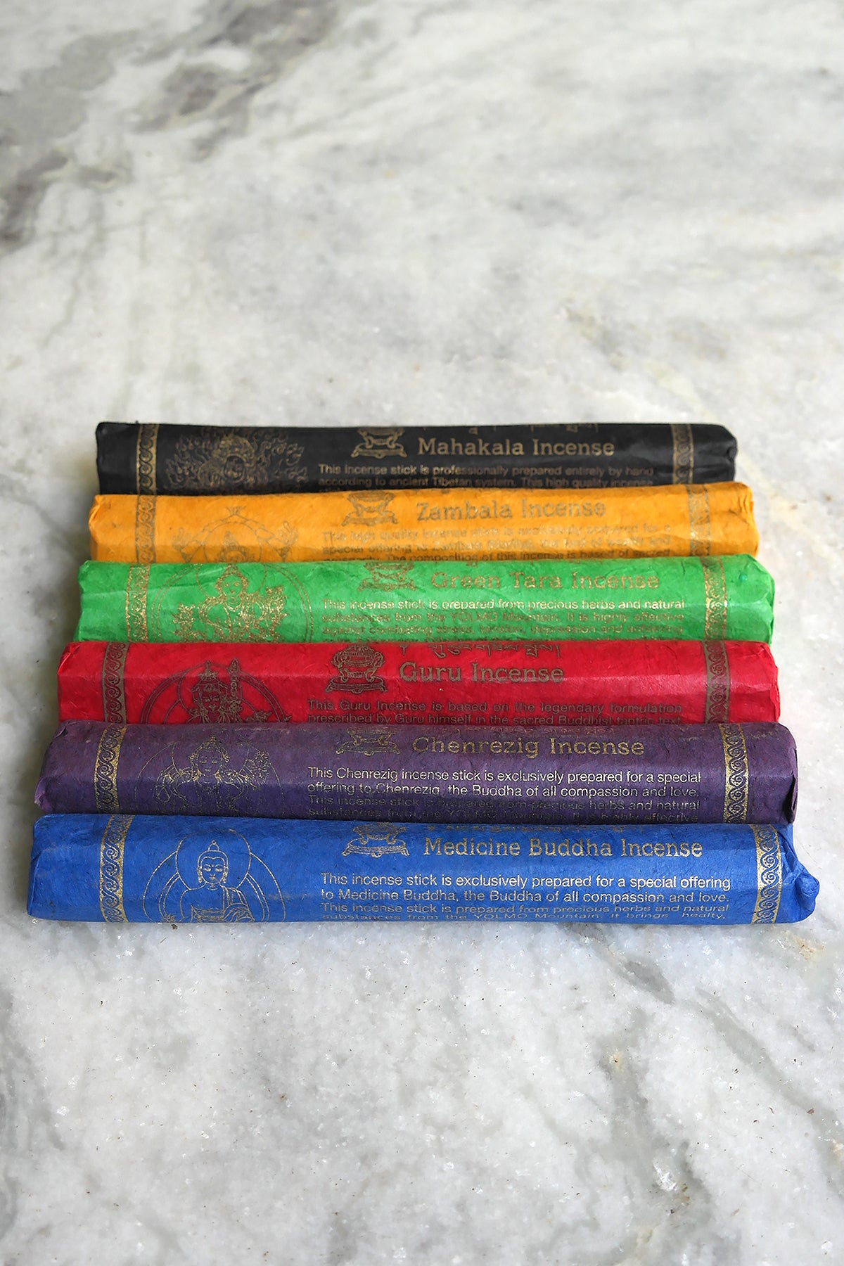 Set of 6 Tibetan Deities Incense Sticks collections - Vajracrafts