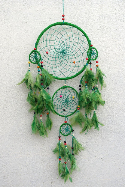 Green Dream Catcher wall hanging home decor - Vajracrafts